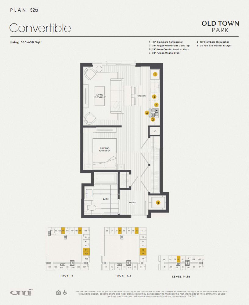 Floor plan for studio, 1 bath, 560 sqft